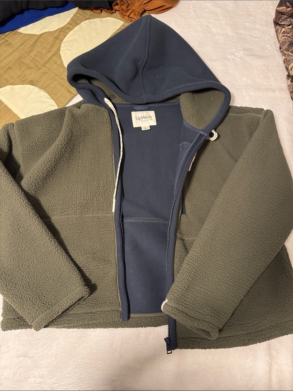 UpWest Two-Tone Fleece Hoodie - Olive & Navy